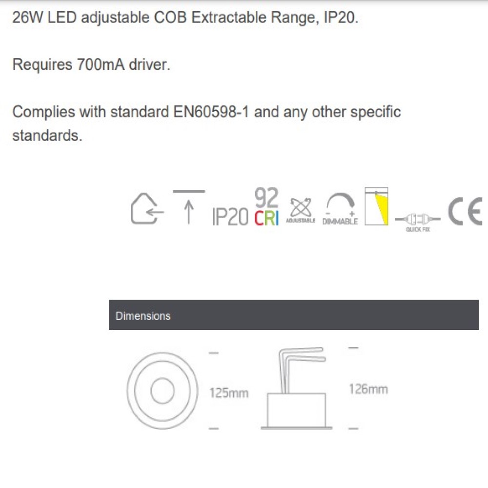 Onelight COB Pop Up Range Led 26W 3000K • Light24 • 11126 • Light24