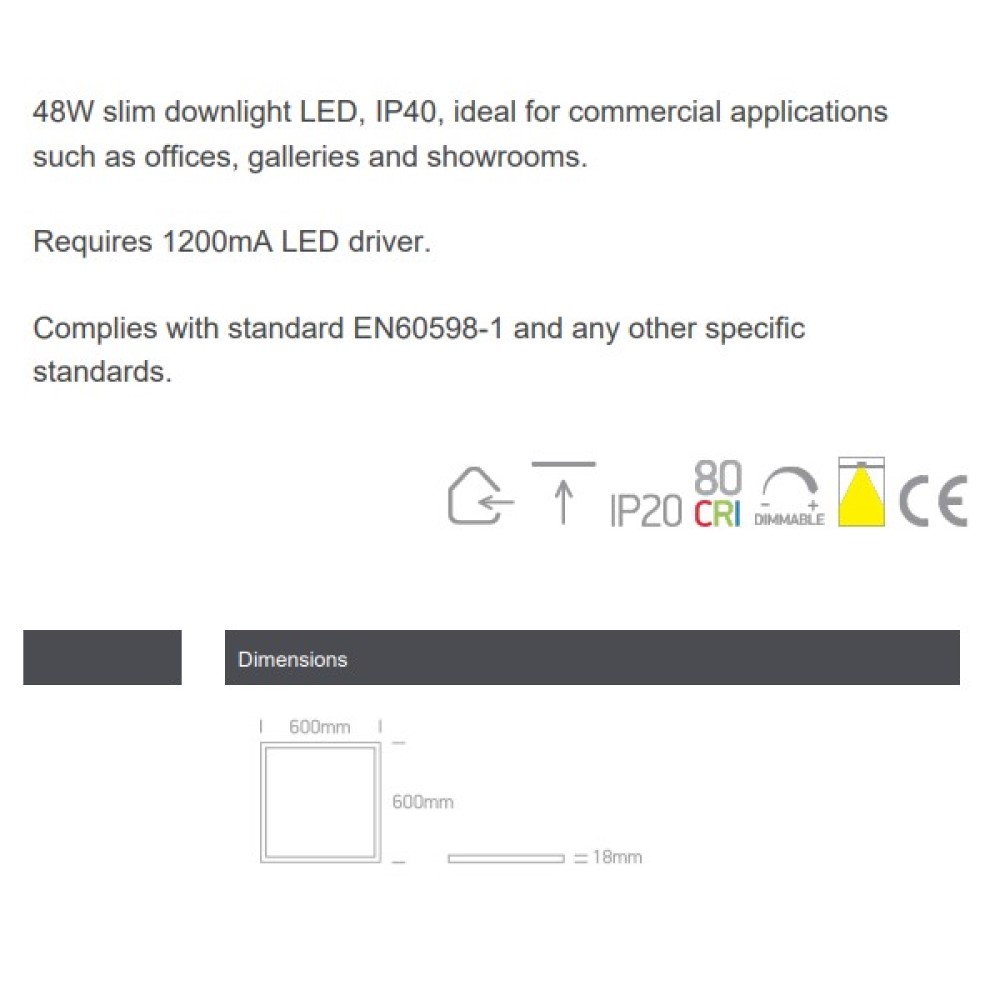 Onelight Square Recessed Panel 48W 3000K/4000K • Light24 • 50148pe • Light24