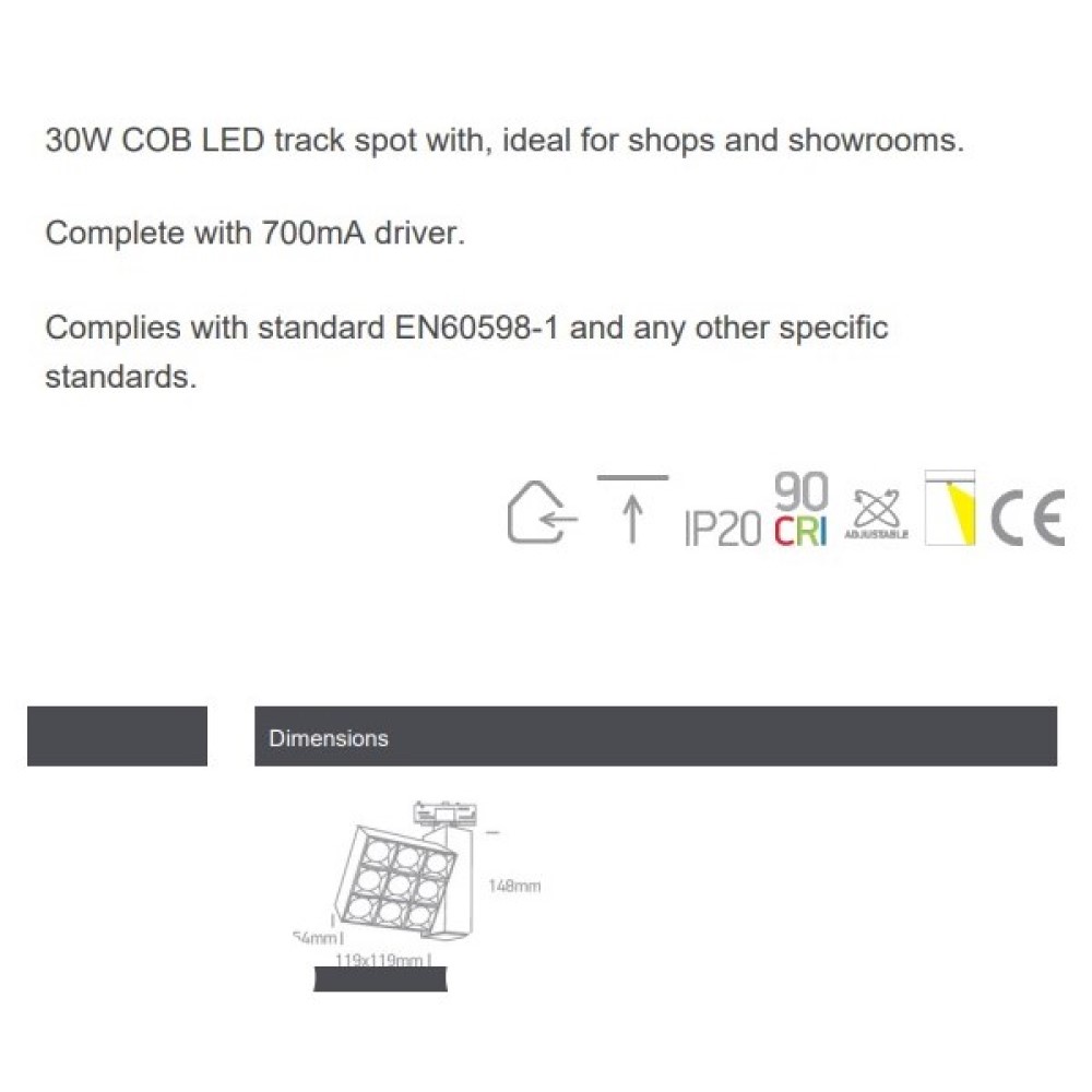 Onelight Mirror Square Track Spot 30W 3000K • Light24 • 65906 • Light24