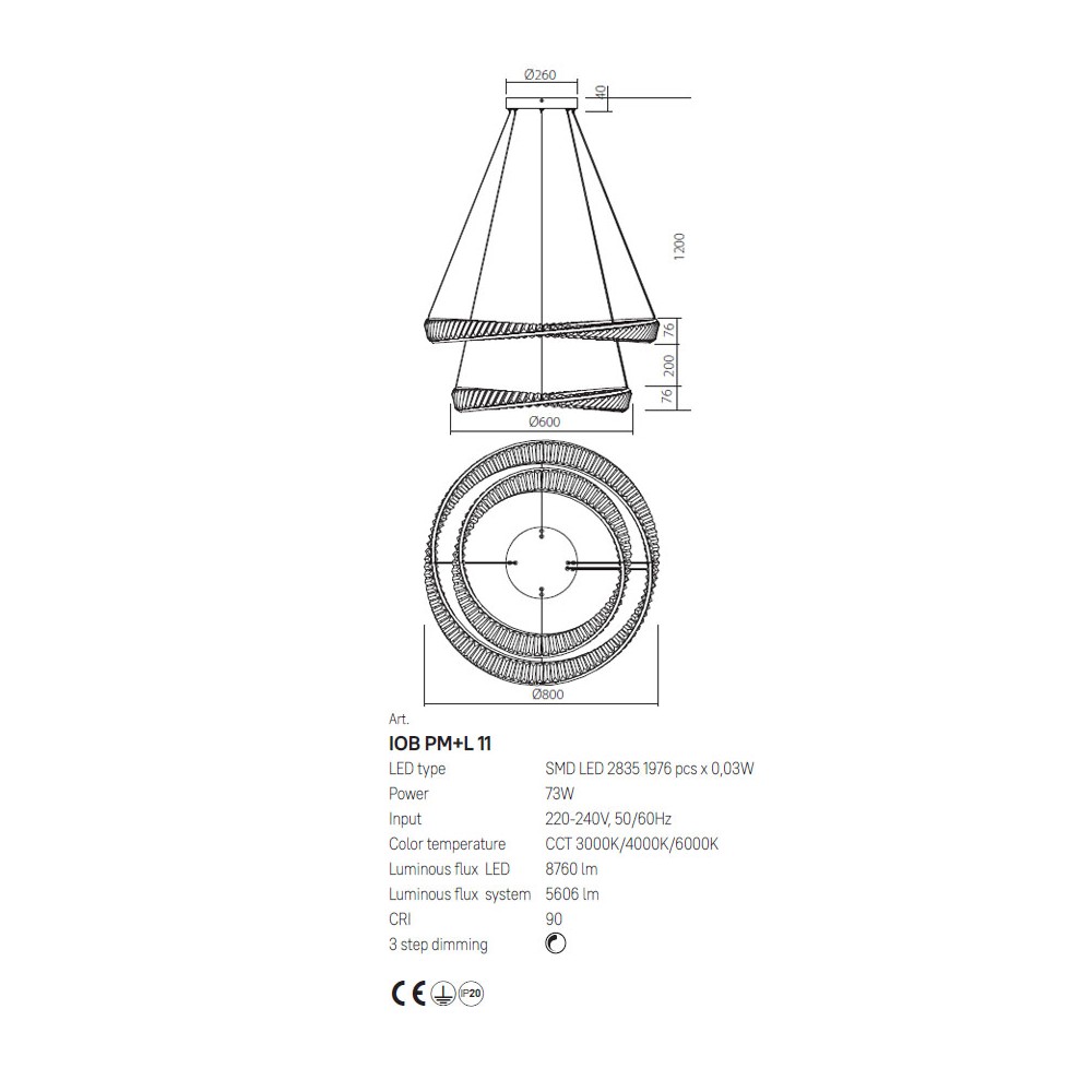 Incanti OBLIGE SU LED 73W CCT 3000K-6000K • Light24 • IOB_PM+L_11 • Light24