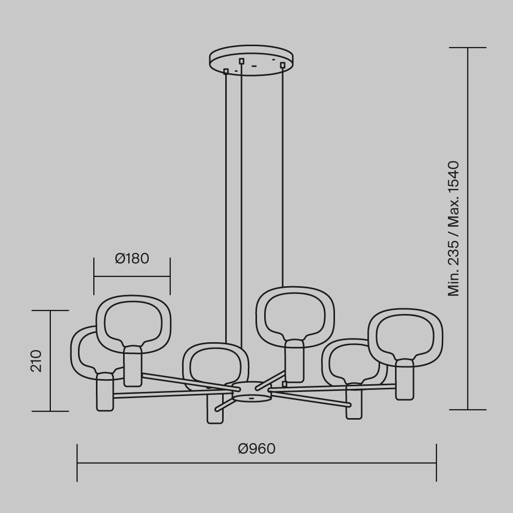 MAYTONI VISION 6*E14 DIAM 96CM • Light24 • MOD411PL-06G • Light24