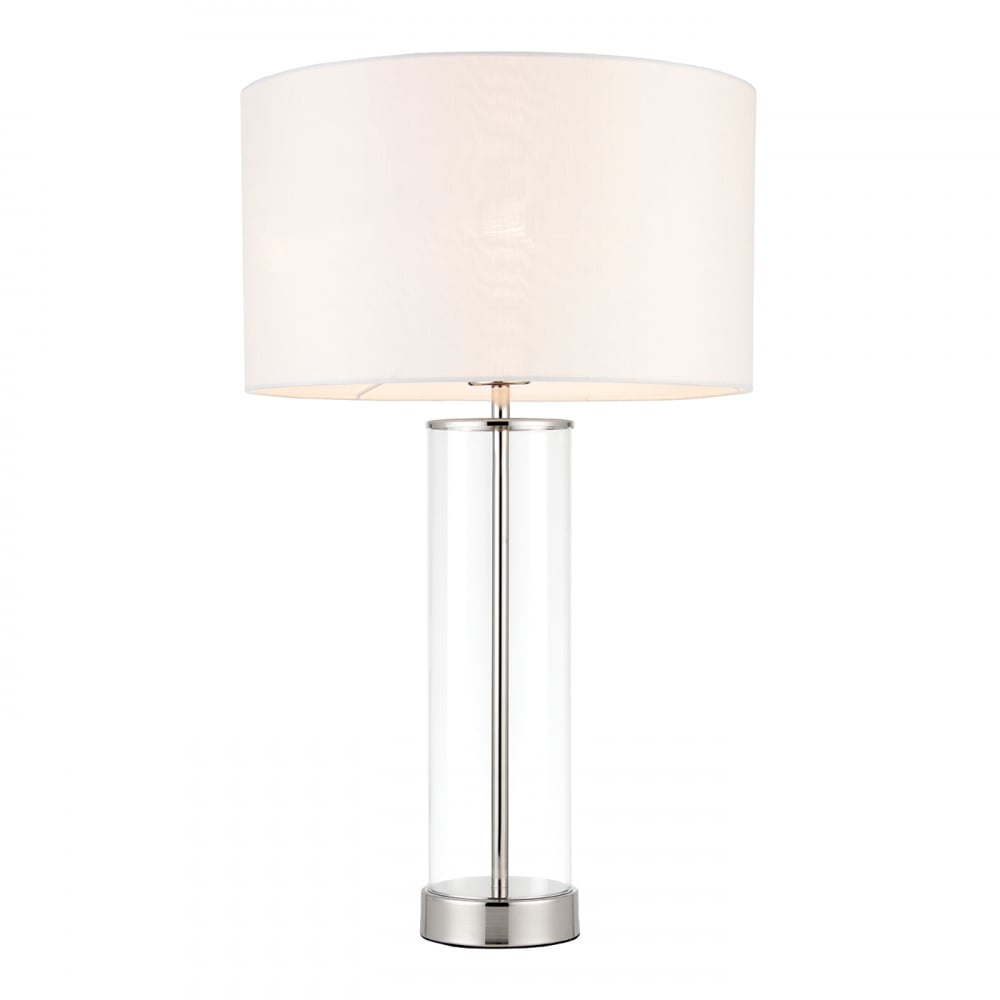 Endon LESSINA 1*E27 Diam 35cm • Light24 • endon-lighting-lessina-touch-table-lamp-vintage-white-faux-silk-brushed-nickel-p8412-11641_image • Light24